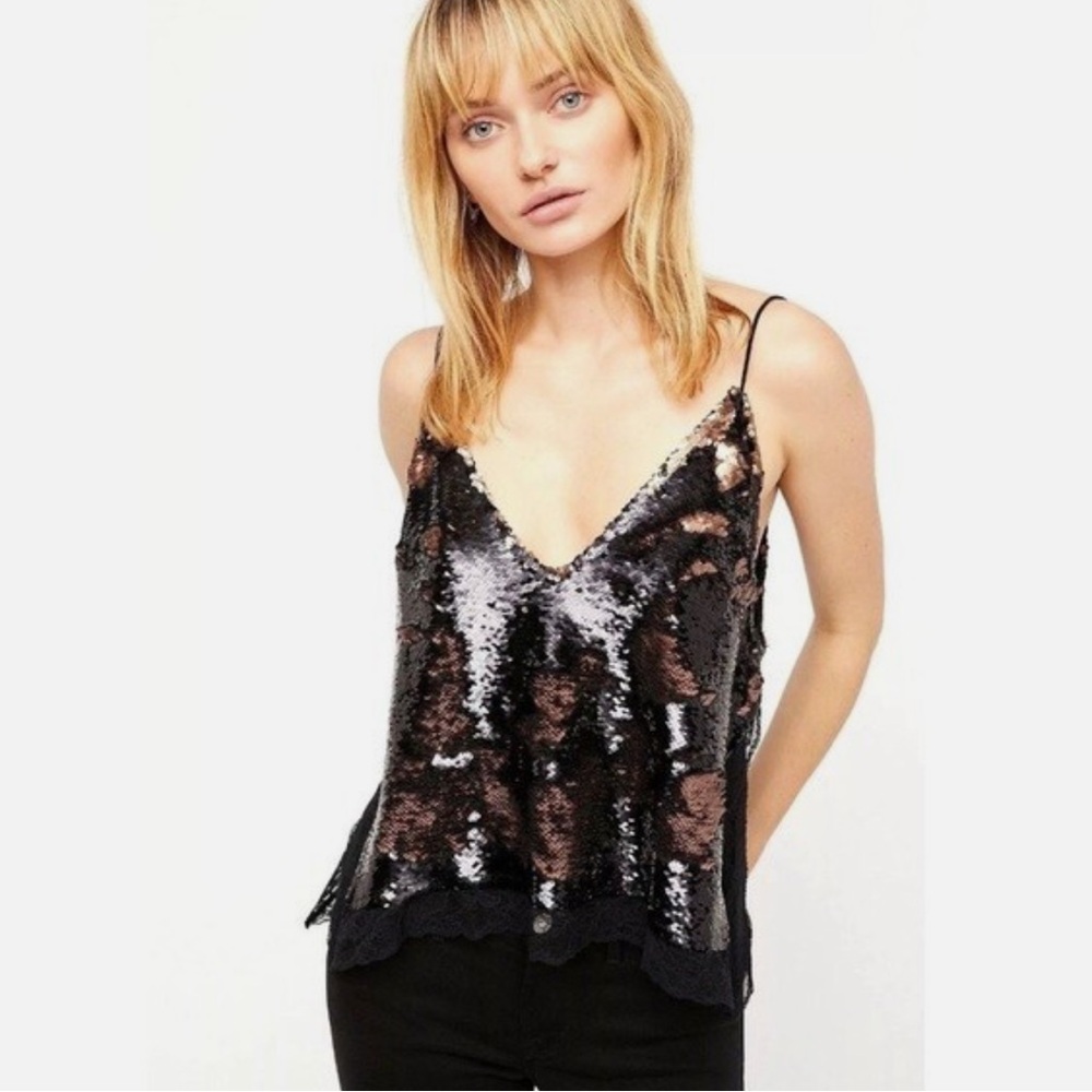 Free People Swingin’ Sequin & Lace Tank